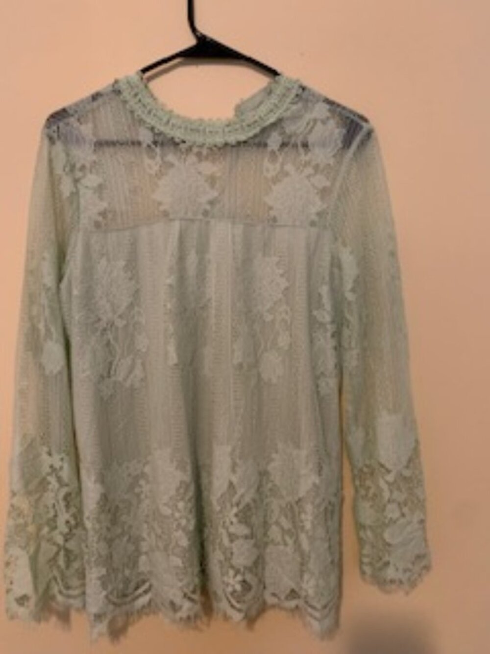 Ultra Pink Light green lace blouse , size M , Worn once.